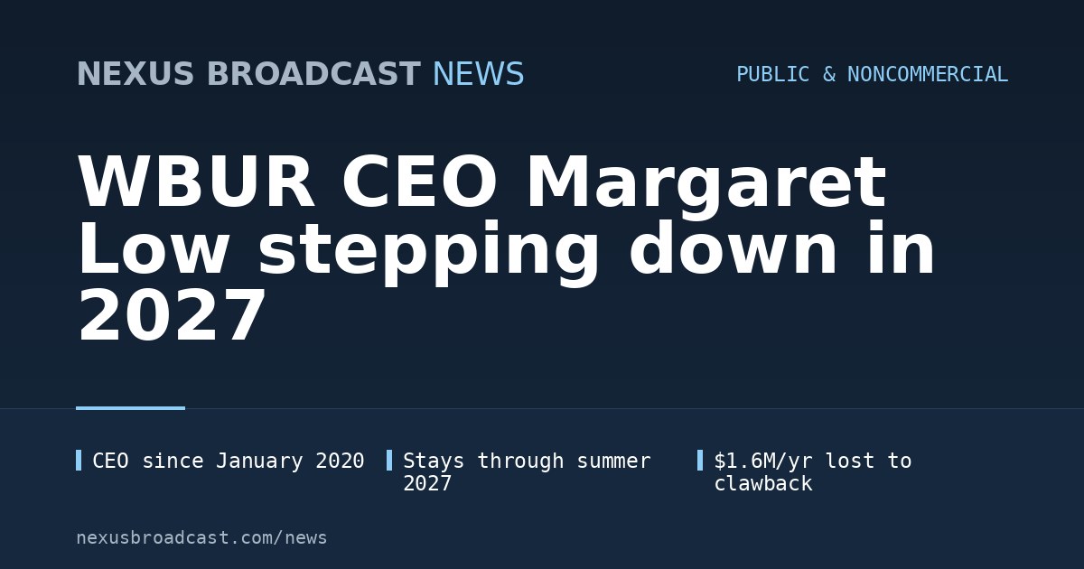 WBUR CEO Margaret Low stepping down in 2027
