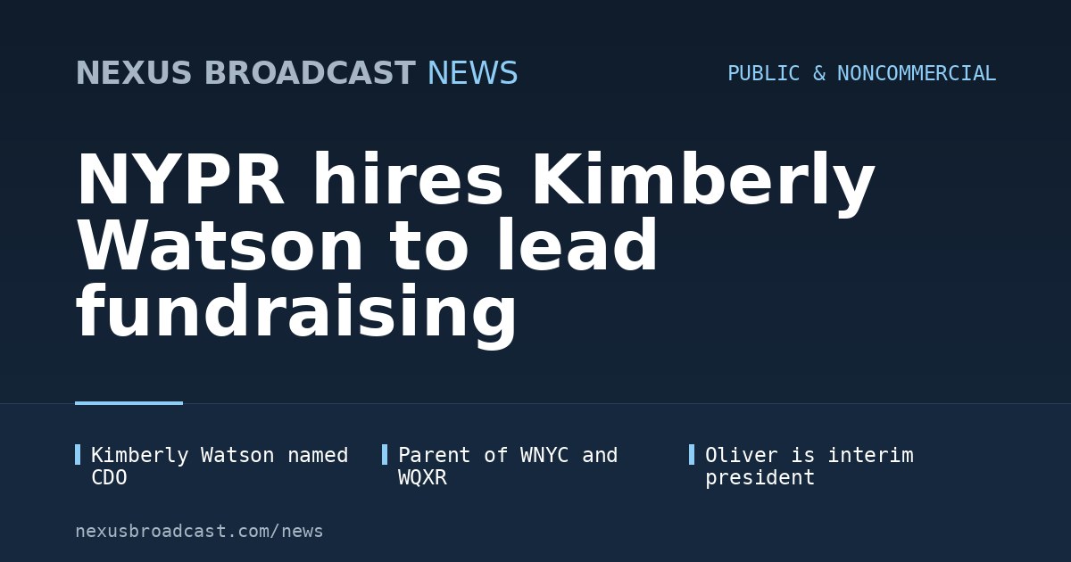 NYPR hires Kimberly Watson to lead fundraising