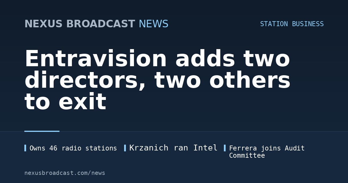 Entravision adds two directors, two others to exit