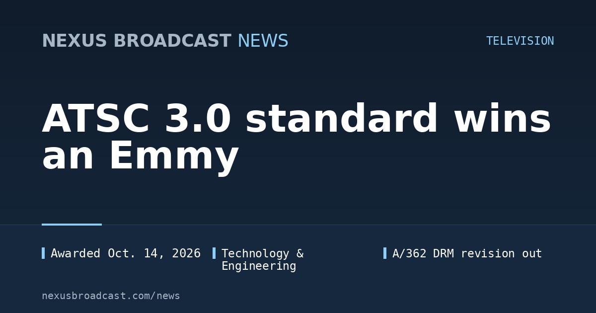 ATSC 3.0 standard wins an Emmy